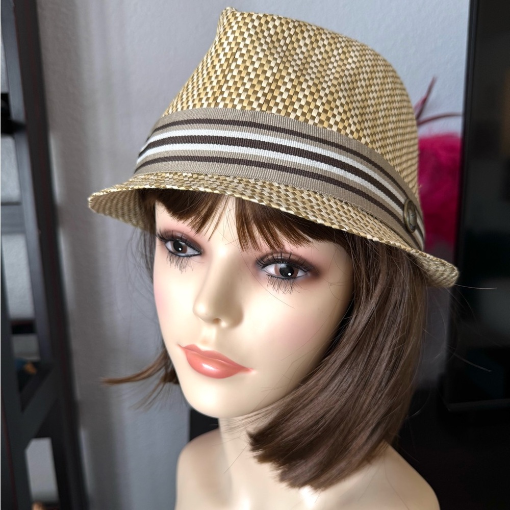 Goorin Bros Tan Checkered Paper Straw Hat